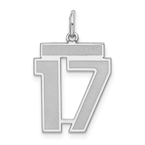 Sterling Silver, Jersey Collection, Medium Number 17 Pendant - Picture 1 of 5